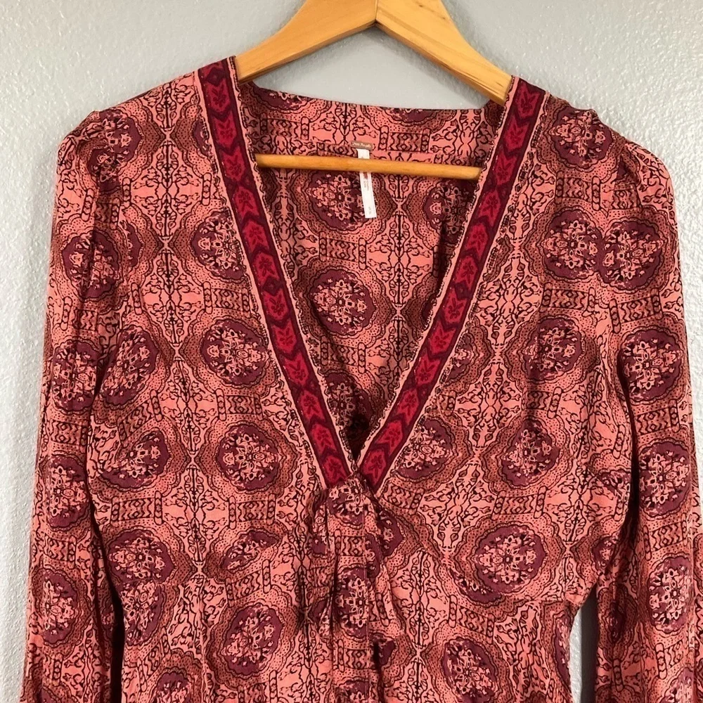 Free people Time of Your Life Top coral combo color size Small T81